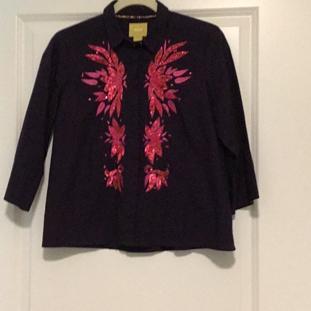 Stunning purple 100% cotton top with pink sequins and embroidery